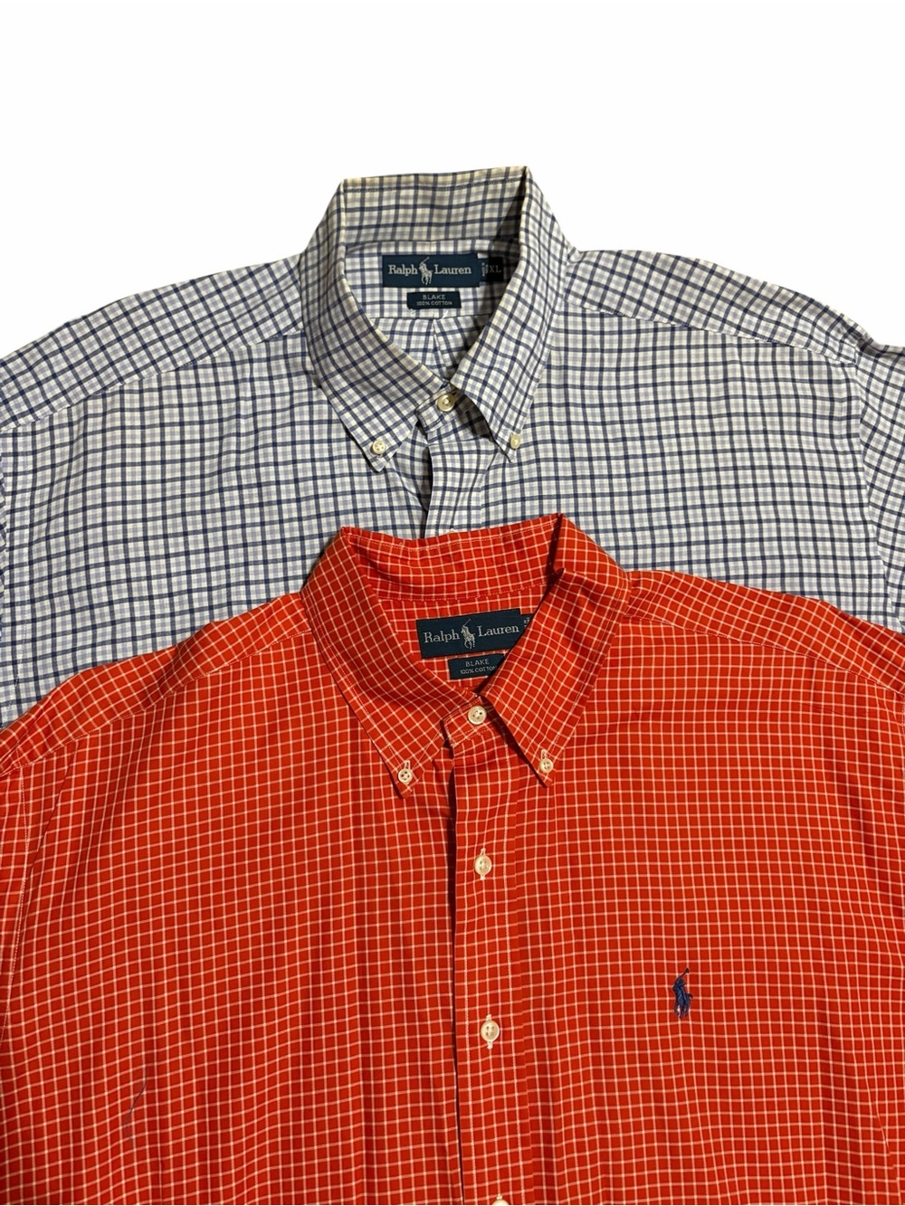 Ralph Lauren Button-Down Shirt Short Sleeve Plaid Bundle 2 XL Blake 100% Cotton